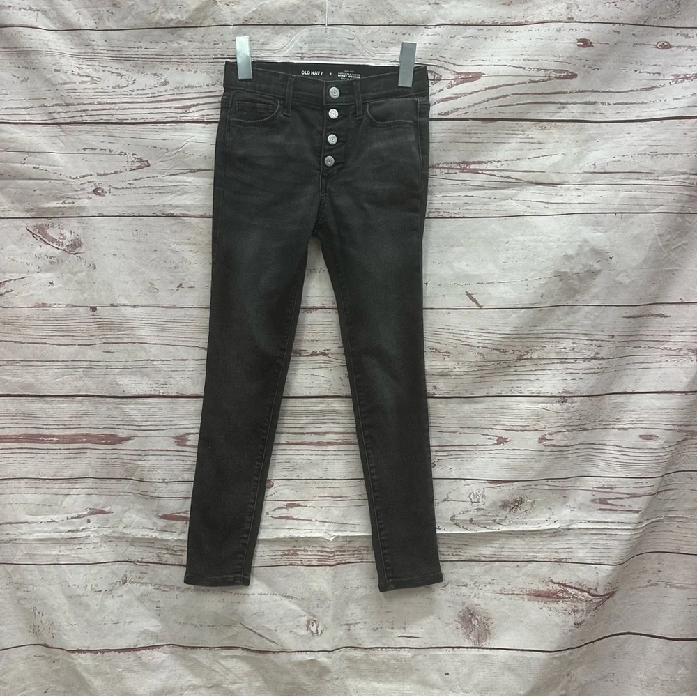 Old Navy High-Waisted Rockstar Super Skinny Button-Fly Black Jeggings Size 8